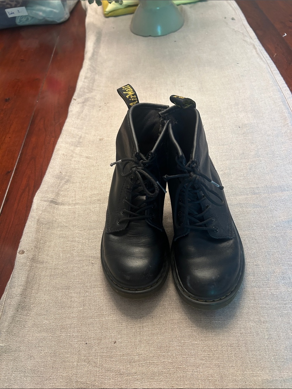 Kids Black Lace-Up Leather Boots